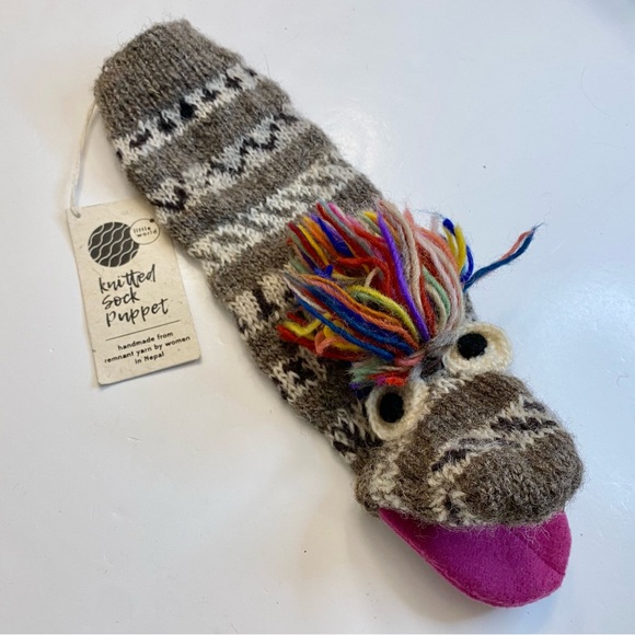 Ten Thousand Villages Silly Sock Monster Puppet Wool Handmade Nepal Toy Kids NWT - Picture 2 of 8